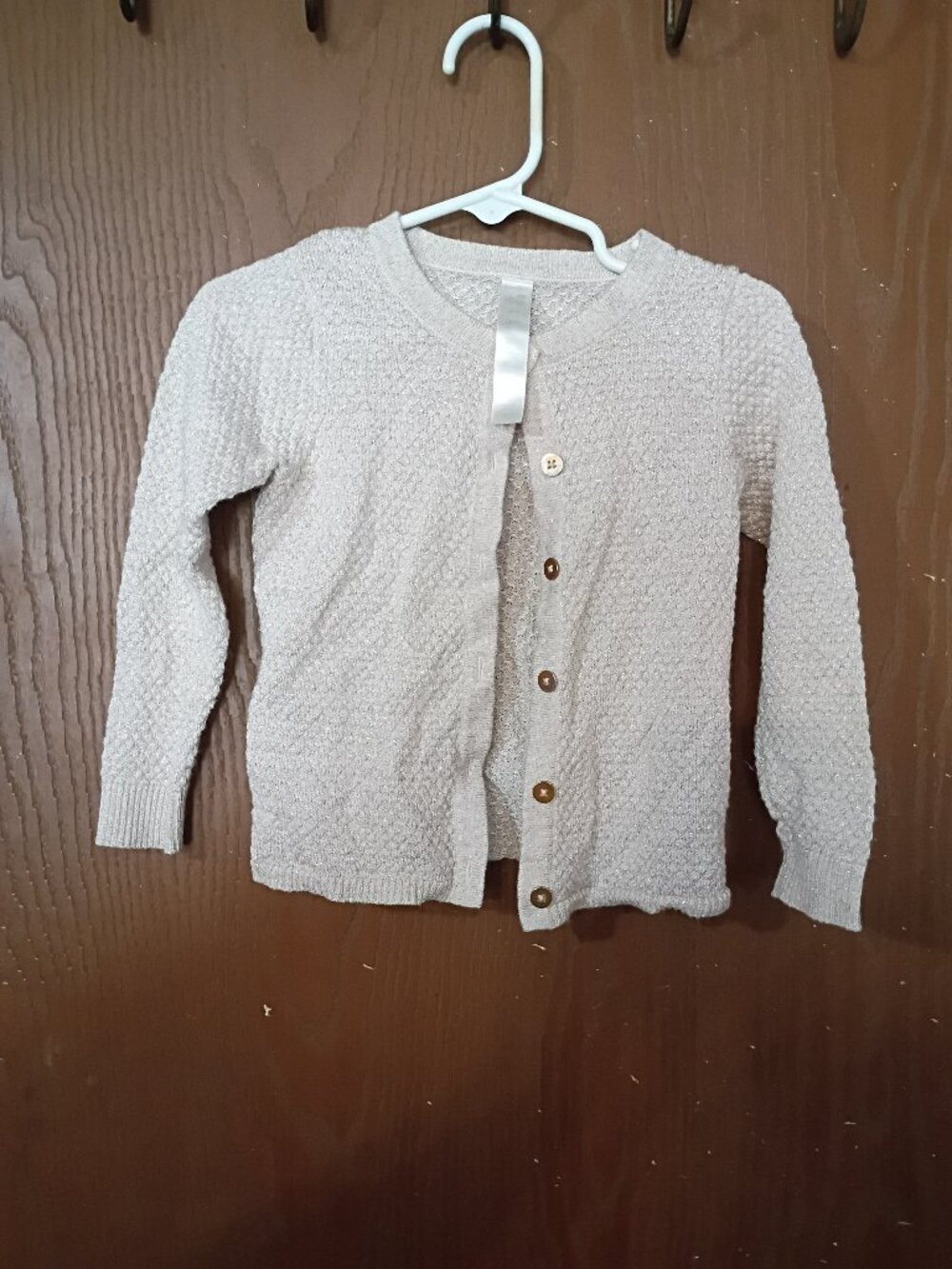 Cherokee Girls 3T Cream Textured Knit Button Cardigan Sweater